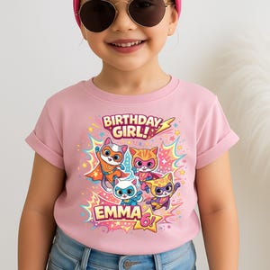 SuperKitties Birthday Girl Shirt, Custom Super Cat Kids Shirt, Family Matching T-Shirt, Personalized Kitties Party Theme Tees, Birthday Boy
