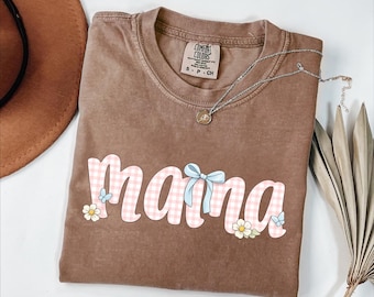 Mama Bear Shirt Comfort Colors Mama Tshirt Mothers Day Gift Mom Life Cute Floral Coquette Aesthetic Pink Bow Graphic Soft Vintage Style Tee