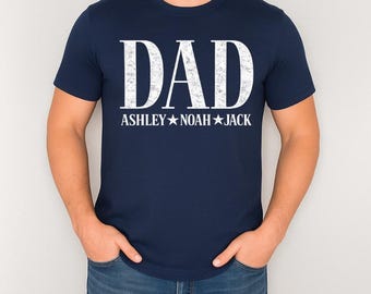 Chemise papa personnalisée avec noms d'enfants, chemise papa, t-shirt papa personnalisé, t-shirt fête des pères, t-shirt nouveau papa, chemise papa, t-shirt papa cadeau d'anniversaire