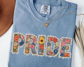 Floral Pride Shirt, LGBTQ Pride Tee, Rainbow Support Shirt, Queer Gift Tee, Love Wins Shirt, Inclusive Ally Tshirt, ONLY PRINT