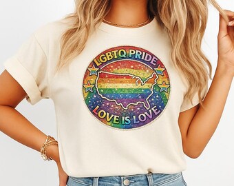LGBTQ Pride Shirt, Love Is Love Tee, Rainbow Equality Tshirt, Gay Rights Gift Shirt, Inclusive Ally Tee, USA Pride Shirt, Equality Tee Unity