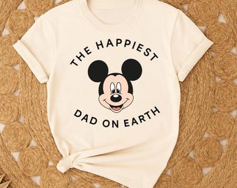 Chemise Disney Comfort Colors®, le papa le plus heureux de la terre, t-shirt papa voyage Disney, t-shirt cadeau fête des pères, t-shirt nouveau papa Disney, chemise Disney pour homme