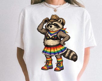 LGBTQ Raccoon Shirt, Pride Cowboy Tee, Rainbow Ally Tshirt, Queer Gift Shirt, Love Wins Tee, Pride Month Tshirt, Inclusive Rodeo Fun Tee