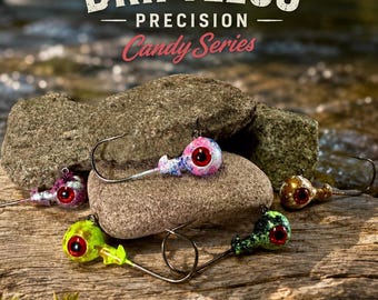 Señuelos Driftless Precision Candy Series – Cabezas de jig para lucioperca pintadas a mano (paquete de 5)