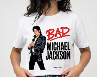 Michael Jackson| Bad Boy Popstar inspiriert Clipart PNG | Retro Sänger Illustration | 80er Jahre Musikstil Grafik | Lederjacke Charakter Art