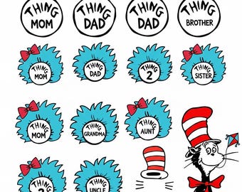 Thing Familie SVG Bundle, Cartoon passende Shirts (digitaler Download)
