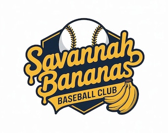 Savannah Bananen Baseball Club SVG, Lustiges Maskottchen Logo Design (Digitaler Download)