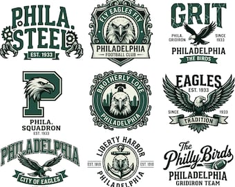 Philadelphia Football Adler SVG Bundle, Philly Birds Maskottchen Logo PNG, Vintage Adler Sportabzeichen SVG, Retro Fußballteam Logo
