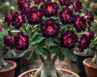 Rare Pink, Black & White Desert Rose Seeds – 4 Pack | Exotic Bonsai Blooms