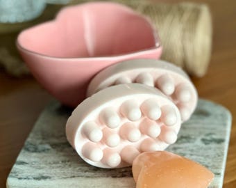 Brown Sugar Soap Massage Bar | Handcrafted Pink Body Spa Gift, Sweet Bakery Bath