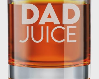 Funny New Dad Whiskey Glass, "Dad Juice" Engraved Rocks Glass, Daddy’s Sippy Cup Old Fashioned Glass 10.25oz, Baby Shower Gift for Him