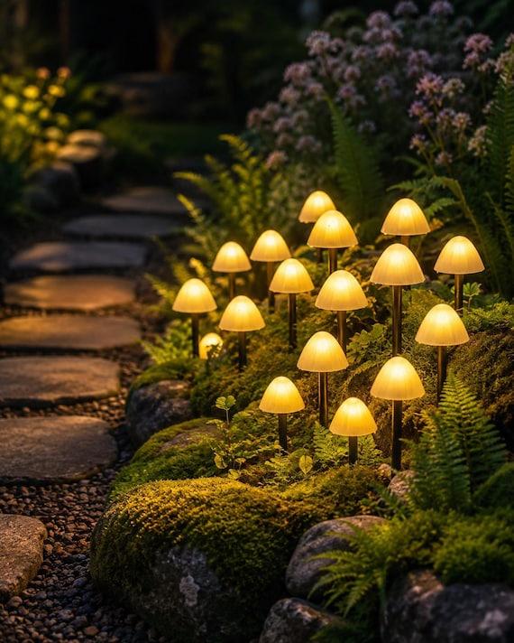Lampes solaires champignon pour jardin, éclairage extérieur LED décoratif, guirlande lumineuse solaire pour terrasse, allée et plantes