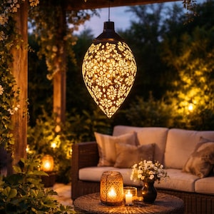Outdoor Solar Teardrop Light – Waterproof Decorative Perforated Spotlight, Ambient Light for Garden, Patio, Balcony