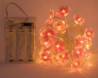 Luci decorative a LED a batteria con fiori di ciliegio rosa: un'incantevole decorazione floreale per interni, esterni, Natale, matrimoni e camere da letto.
