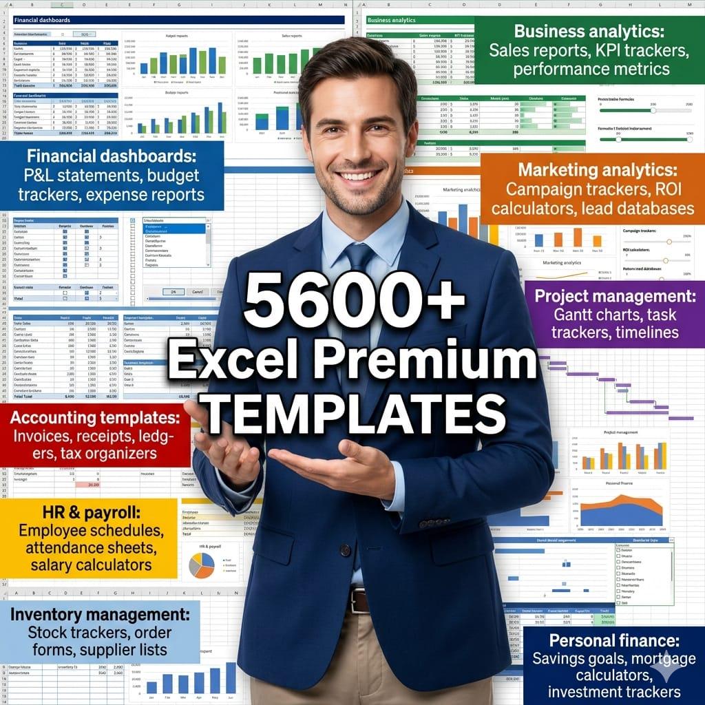 5600+ Excel Premium Templates Bundle, Ultimate Editable Spreadsheet ...
