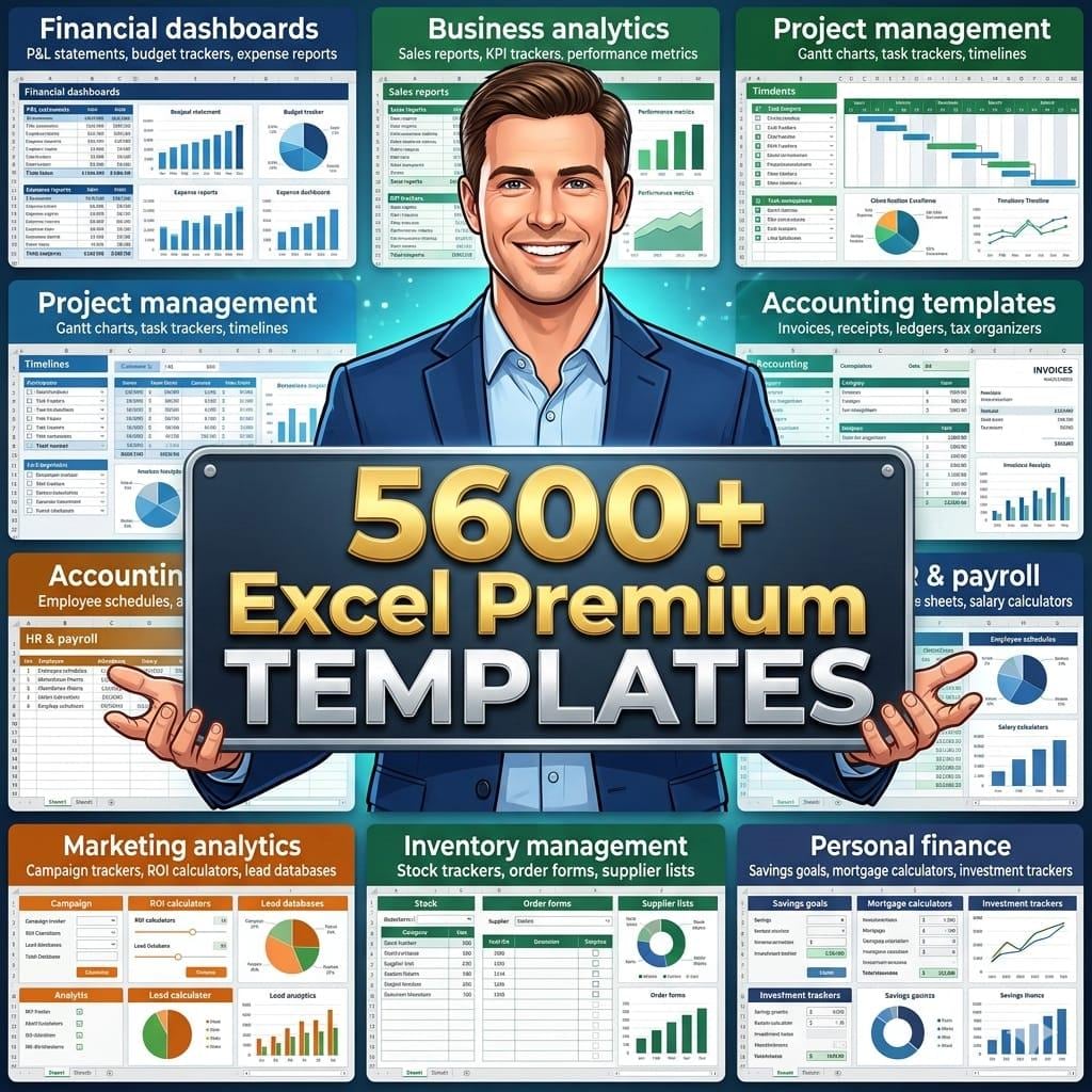 5600+ Excel Premium Templates Bundle, Ultimate Editable Spreadsheet ...