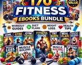 170+ Fitness Ebooks Bundle, PLR MRR Resell Rights, Weight Loss, Nutrition, Exercise, Health, Wellness, Guides, Diet Plans, Home Workouts