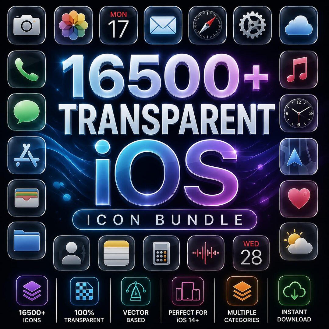 16500+ Transparent Ios Icons Bundle, Ios 17, Free Custom Ios Icon ...