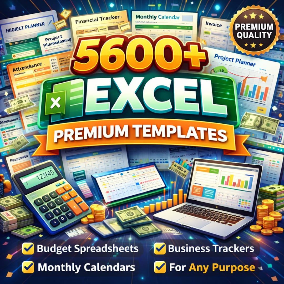 5600+ Excel Premium Templates Bundle, Ultimate Editable Spreadsheet ...