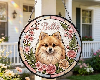 Custom Pet Portrait Glass Suncatcher,Pet Memorial Window Hanging,Pet Loss Gift