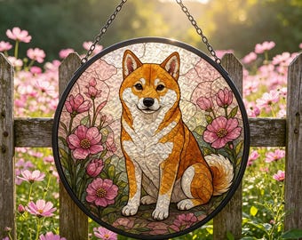 Custom Shiba Inu Glass Suncatcher,Personalized Pet Memorial Gift,Gift for Dog Lovers