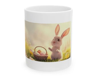 Taza de Conejito de Pascua con Huevos Pastel – Taza de Café Spring Garden