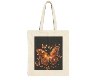 Bolso de mano con mariposas y purpurina dorada / Diseño de monarca brillante
