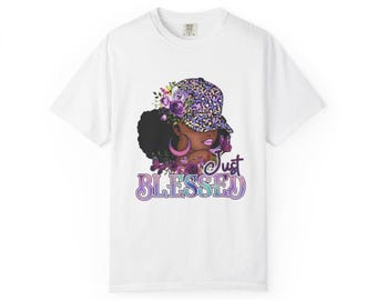 Camiseta gráfica "Just Blessed" / Camiseta floral "Melanin Queen", Faith Apparel