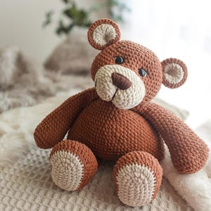 Amigurumi-beerpatroon, haakpatroon voor een teddybeer, Bruno de Beer, grote pluche beer van 50 cm, haakpatroon (PDF-download)