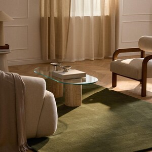 Handtufted Wool Rug: Olive Green, Modern Rectangular Area Carpet, Soft Thick Pile Floor Decor