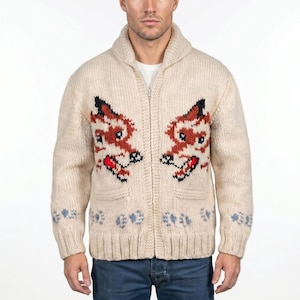 Hail Project Cardigan, Ullblandad Sjalkrage Cardigan Herr Handstickad Vargkofta Ulltröja Dragkedja Tröja, Vinter Herr Stickade Tröjor