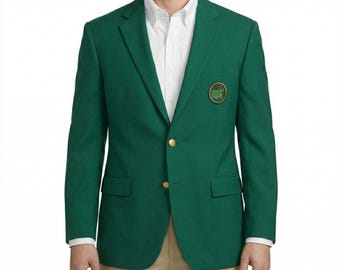 Blazer da golf Masters verde, giacca Masters a due bottoni con bottoni color oro, giacca sportiva da uomo in cotone fatta a mano, cappotto da campione in stile classico
