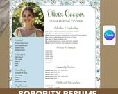 Sorority Recruitment Resume Template | Floral Greek Life CV (Canva Download)