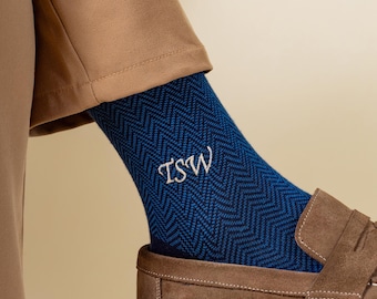 Personalized Groomsmen Socks: Embroidered Monogram Dress Socks for Wedding Gifts