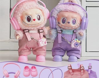 Labubu Doll Overalls Outfit with Shoes – 15–17cm Doll Accessories Set