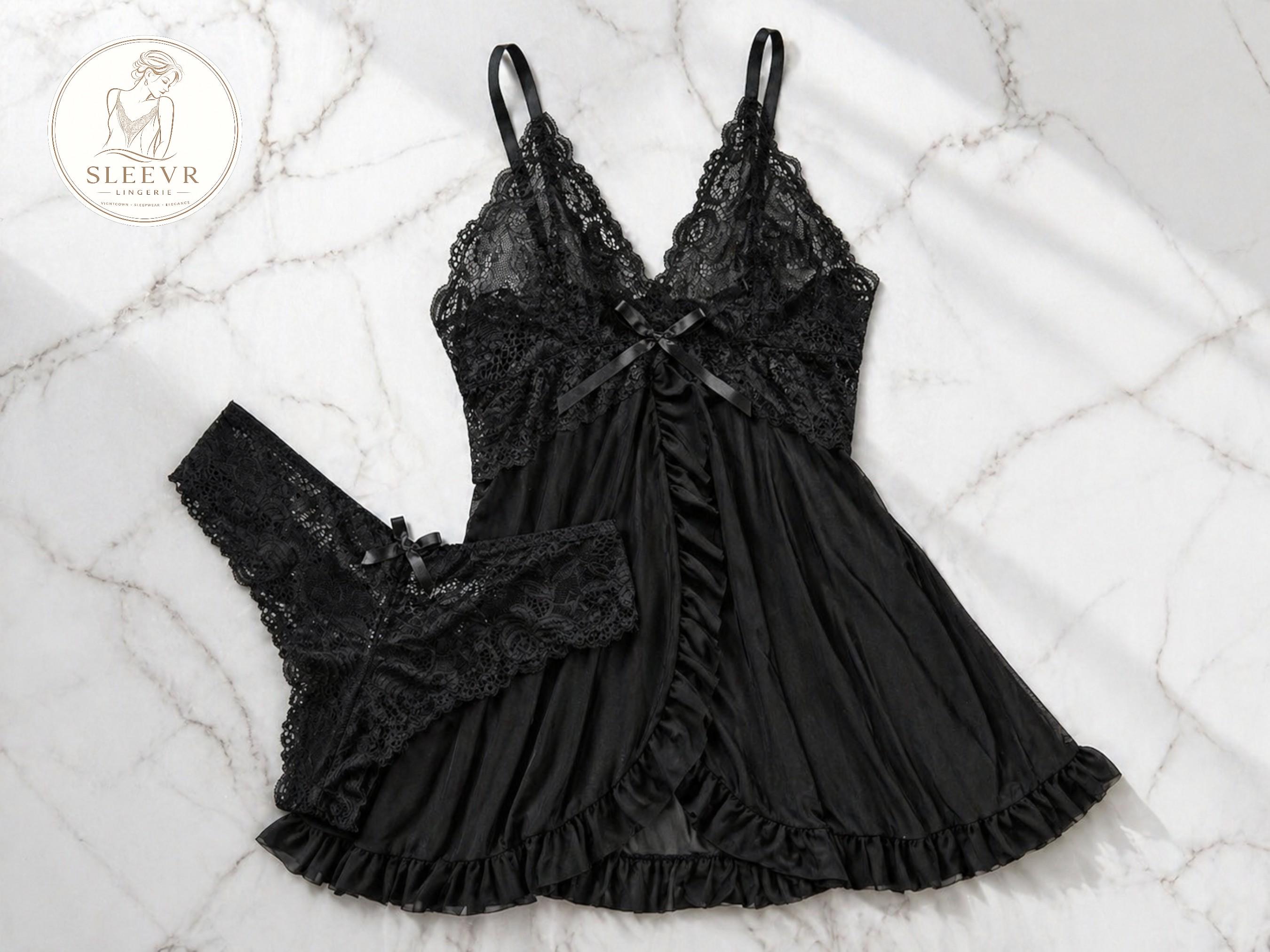 black lace babydoll dress Elegant Velvet Off-The-Shoulder Victorian Dress main image 0