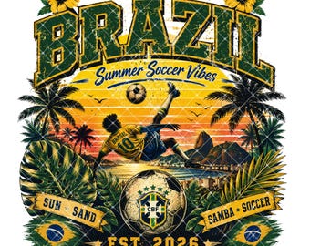 Brazil Tropical Soccer PNG, Summer Samba Football Graphic (Digital Download)