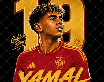 Lamine Yamal Spain Soccer Sublimation, Soccer World Cup 2026 PNG, Digital Football Player Clipart