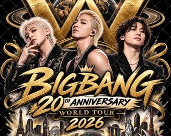 Camiseta del concierto de Kpop del 20.º aniversario de BIGBANG, regalo para fans de la gira mundial 2026 (descarga digital)