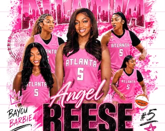 Ángel Reese, baloncesto de Atlanta PNG, gráfico de Bayou Barbie (descarga digital)