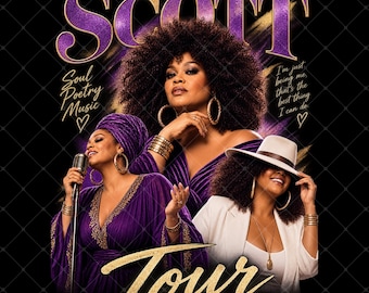 Camiseta de la gira de Jill Scott 2026, camiseta de concierto de música soul, fan art de la cantante de R&B, descarga digital
