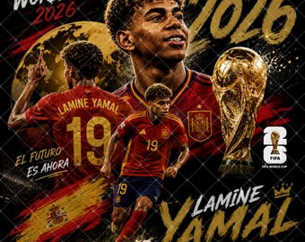 ラミン・ヤマル 2026 サッカーシャツ、ライジングスターサッカーデザイン、スペインファンTシャツ（デジタルダウンロード）
