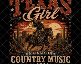 Texas Girl Western Cowgirl Shirt, Country Music Nights (Digital Download)