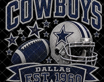 Dallas Cowboys Football Star Helmet PNG • Blue Silver Glitter (Digital Download)