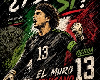 ja? Ochoa El Muro Mexicaans voetbal, png | Retro keepersafbeelding (digitale download)