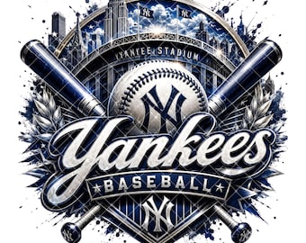 Yankees Baseball PNG | New York Game Day Sublimation Design (Instant Download