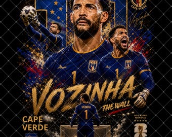 ヴォジーニャ カーボベルデ代表ゴールキーパー PNG、サッカーレジェンド、2026年ワールドカップデザイン（デジタルダウンロード）
