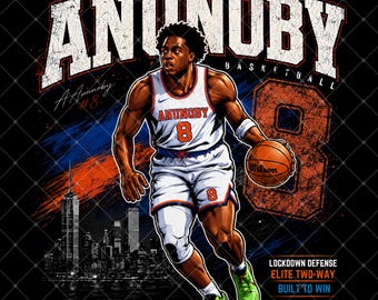 Grafika OG Anunoby New York Knicks PNG | Dynamiczny projekt sportowy (pobieranie cyfrowe)