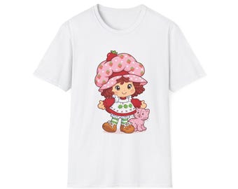 Maglietta Fragolina Dolcecuore / Maglietta grafica con gatto rosa retrò