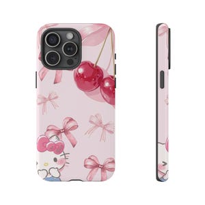 Kawaii Kirsch Schleife Hello Kitty Handyhülle | Robuste Hülle Bild 19